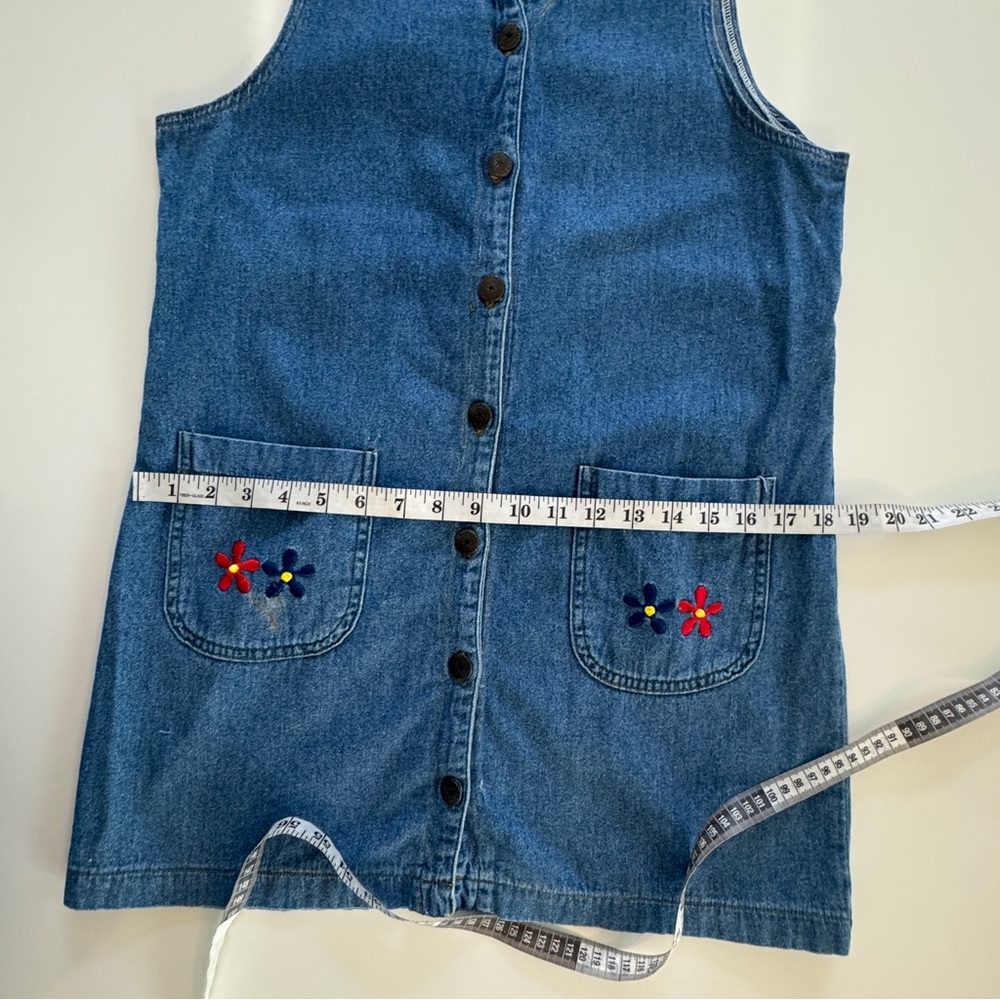 90s Y2K VTG California Concepts Denim Button Front Jumper  Floral Embroider - Picture 5 of 12